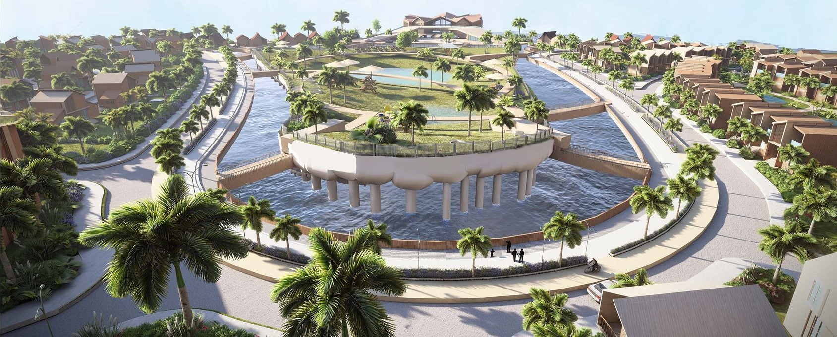 Green Haven's innovative floating park combats urban flooding.