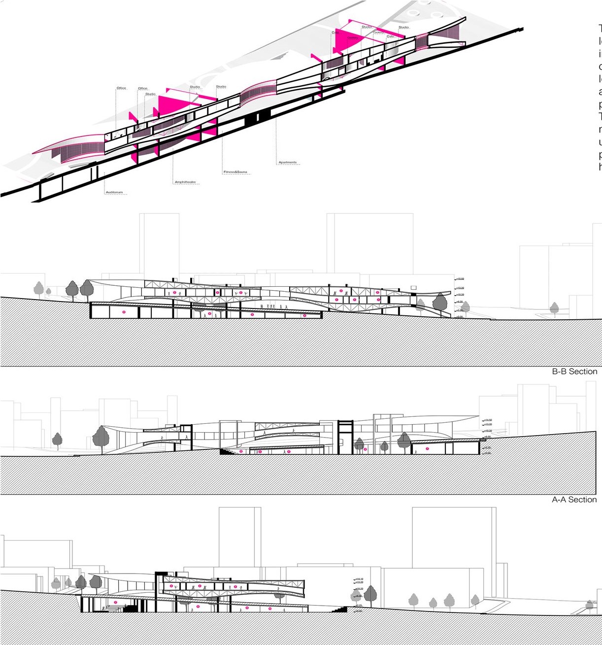 Cross-sectional view revealing La Ola's layered, vibrant interior dynamics.