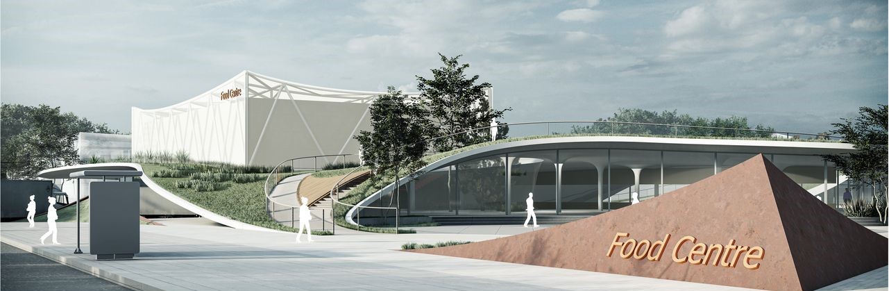 Modern architecture meets community needs at Food Centre.