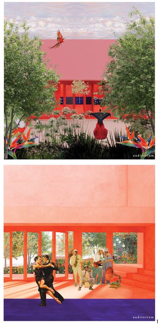 Lively dance meets tranquil gardens in a colorful architectural setting.