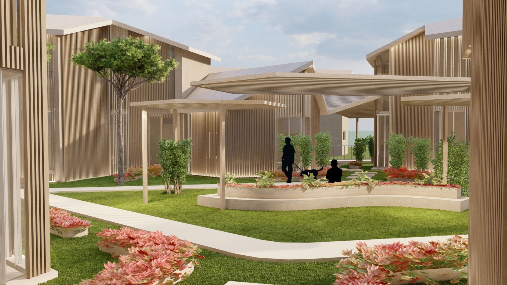 Peaceful communal garden in Jimbaran Housing development.