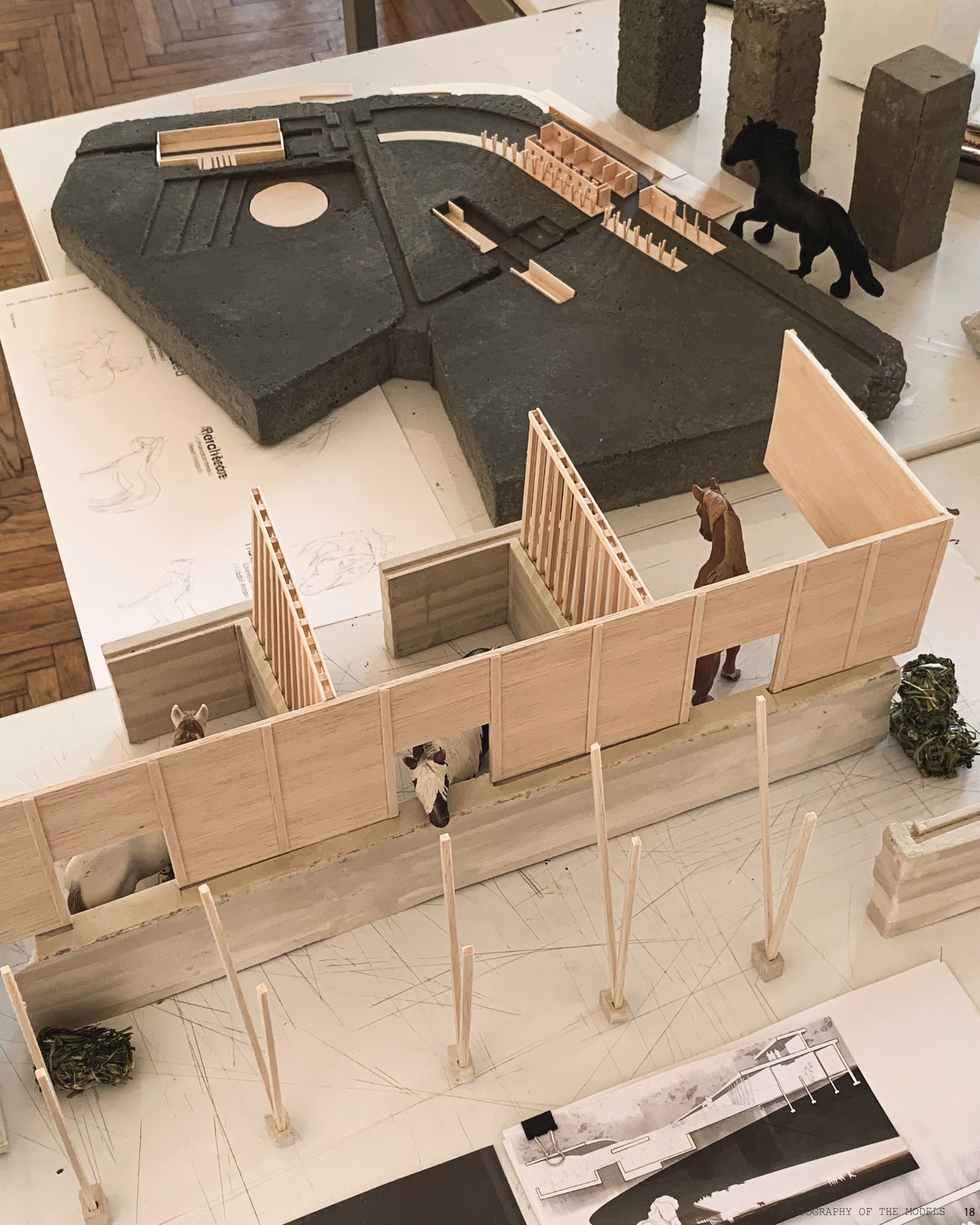 Model showcasing modern equestrian facilities integrated into Hyde Park's landscape.