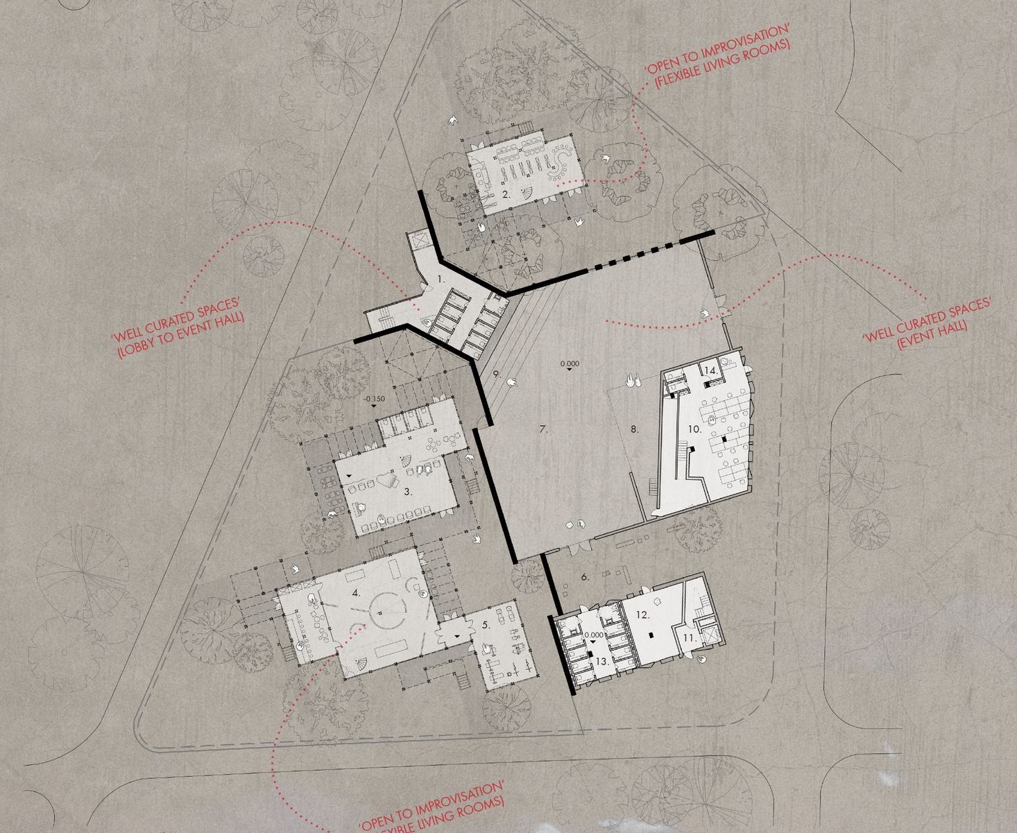 Flexible town hall design for civic engagement.