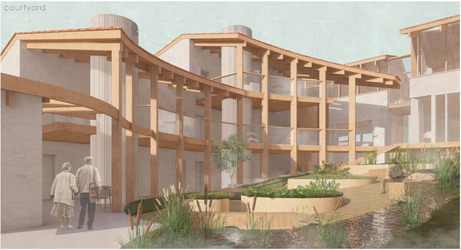 A central atrium garden fosters connection and well-being.