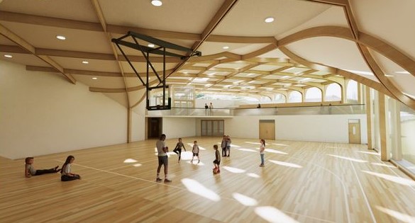 Harmony School's gymnasium: natural light and organic design.