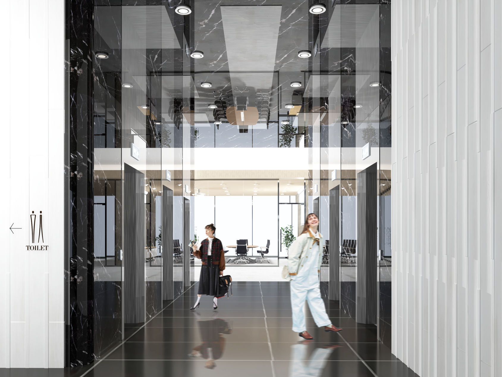 Hexagon interiors: Sleek design, efficient flow.