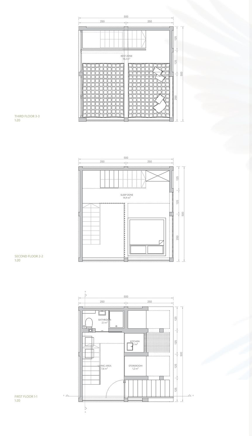 Floor plans of Birdwatchers' Nest cabins.