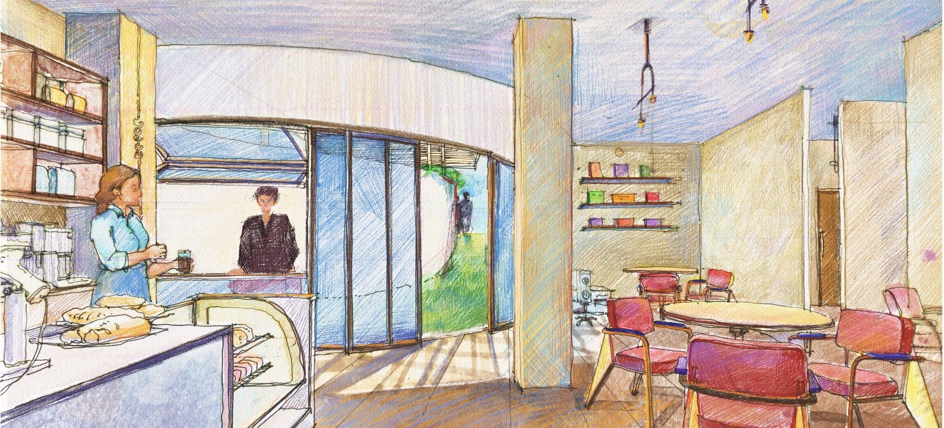 Cozy indoor seating with bright, natural light and minimal design.