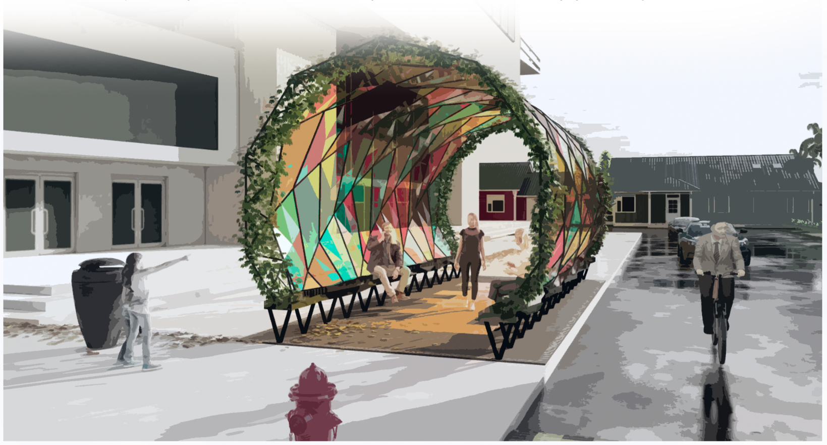 Vibrant tunnel invites urban interaction and engagement.