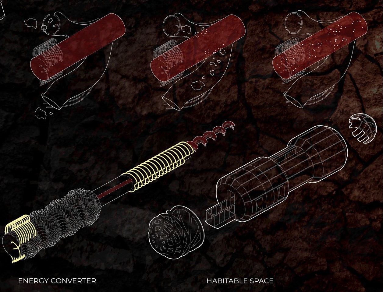 Energy converter and habitable space schematic diagram