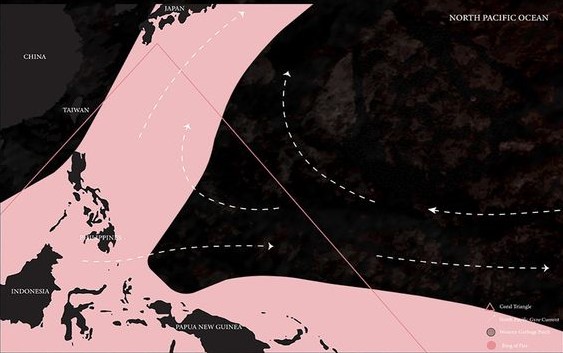 North Pacific Ocean currents and tectonic activity map