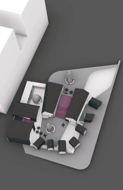 Bird's-eye view of DreamVision’s integrated school and community spaces.