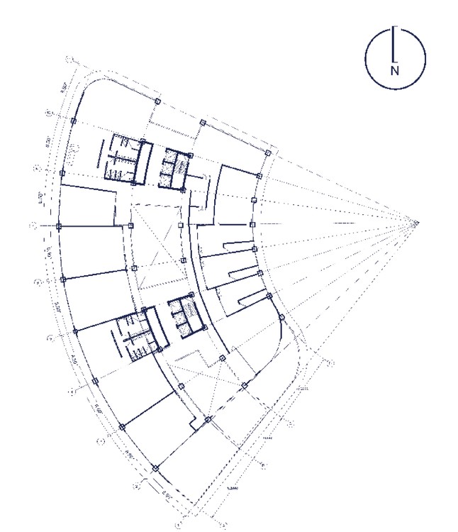 Blueprint precision, curved design.