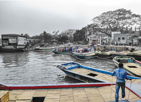 Barishal's bustling river port: Then and now.
