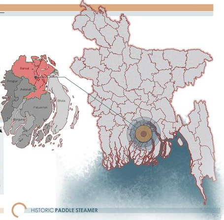 Barishal's location in Bangladesh.