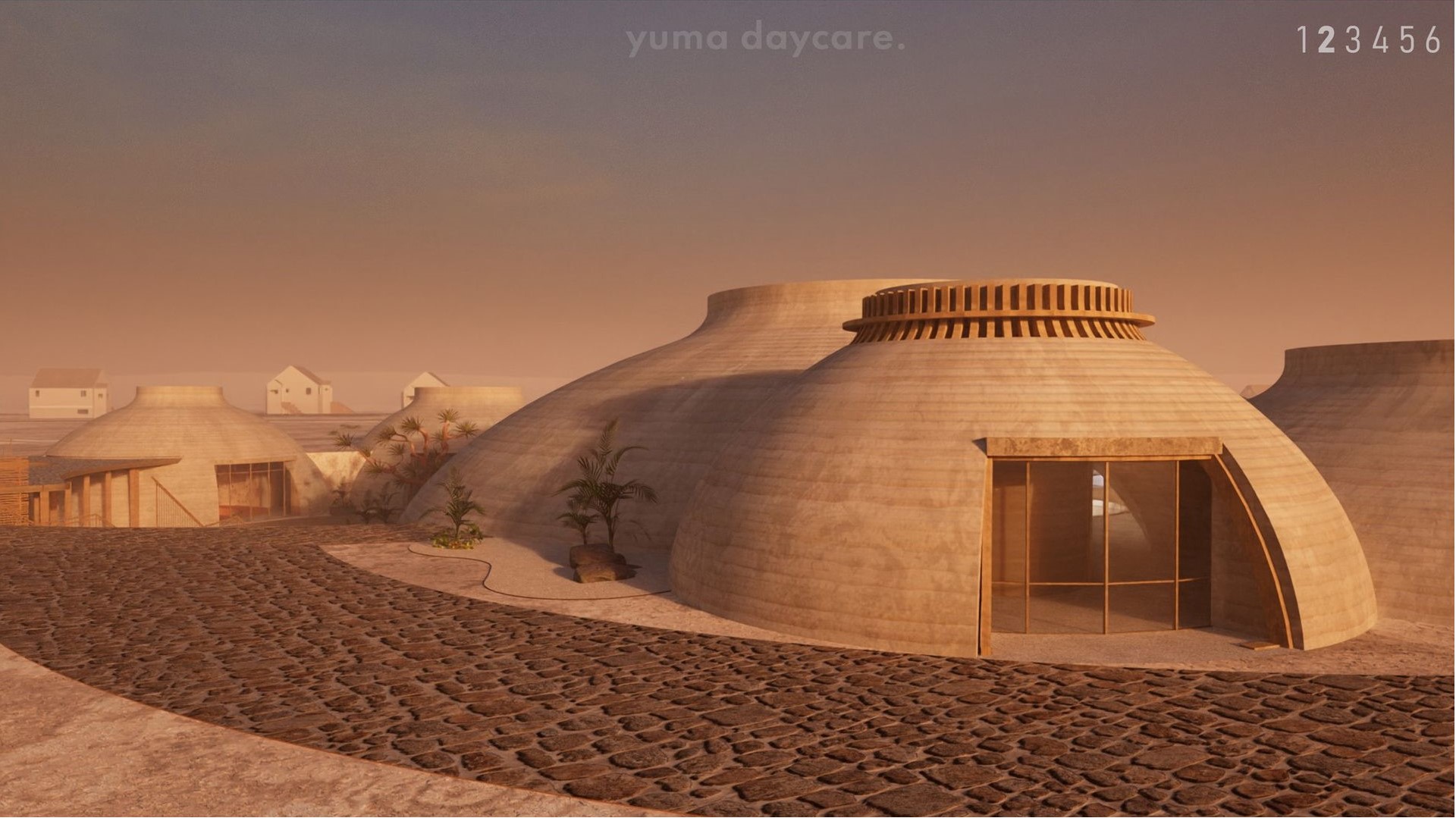 Yuma daycare exterior with domed structures.