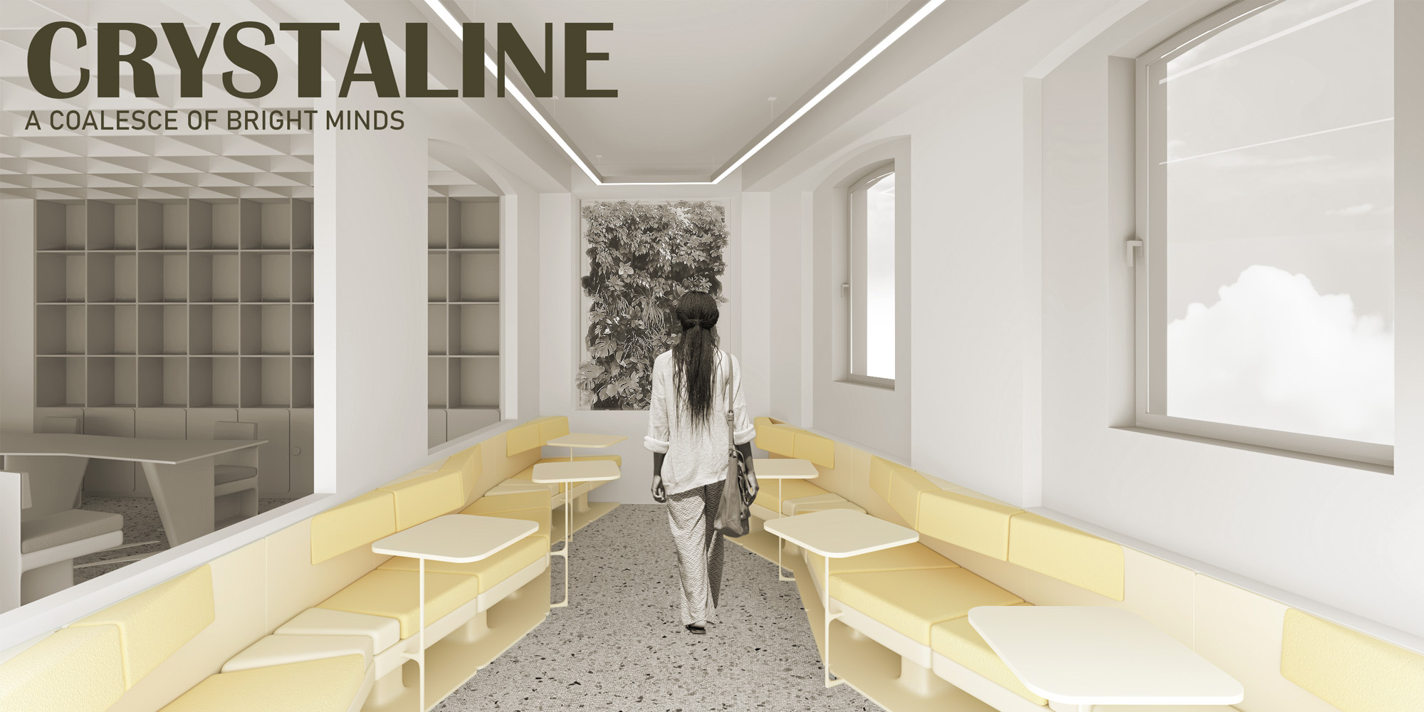 Interior visualization of the coworking office zone 3