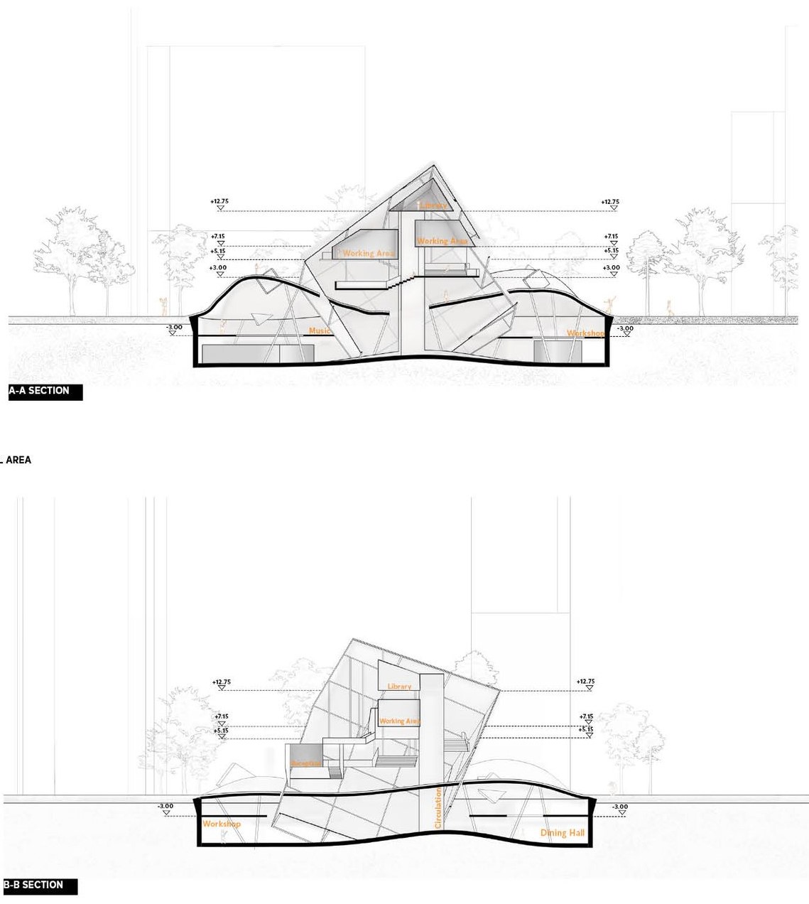 Cocoon's sections: Light-filled, interconnected learning environments.