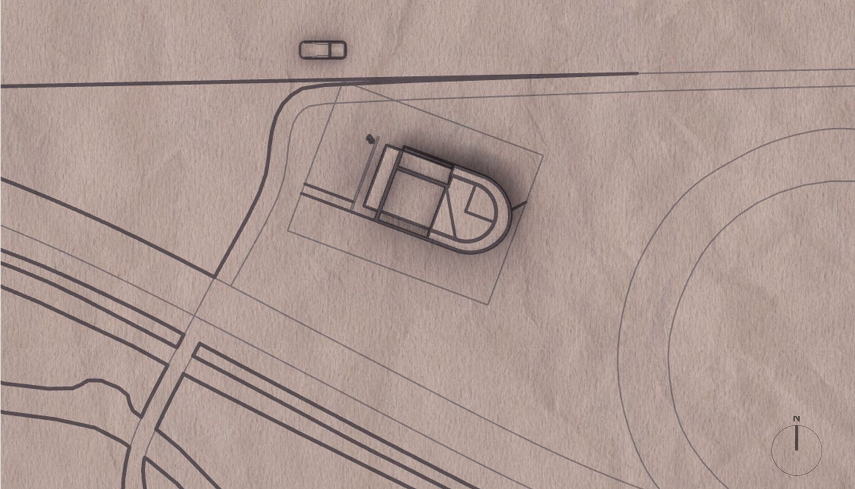 Brewed's site plan: Integrating cafe racer culture into Brasilia.