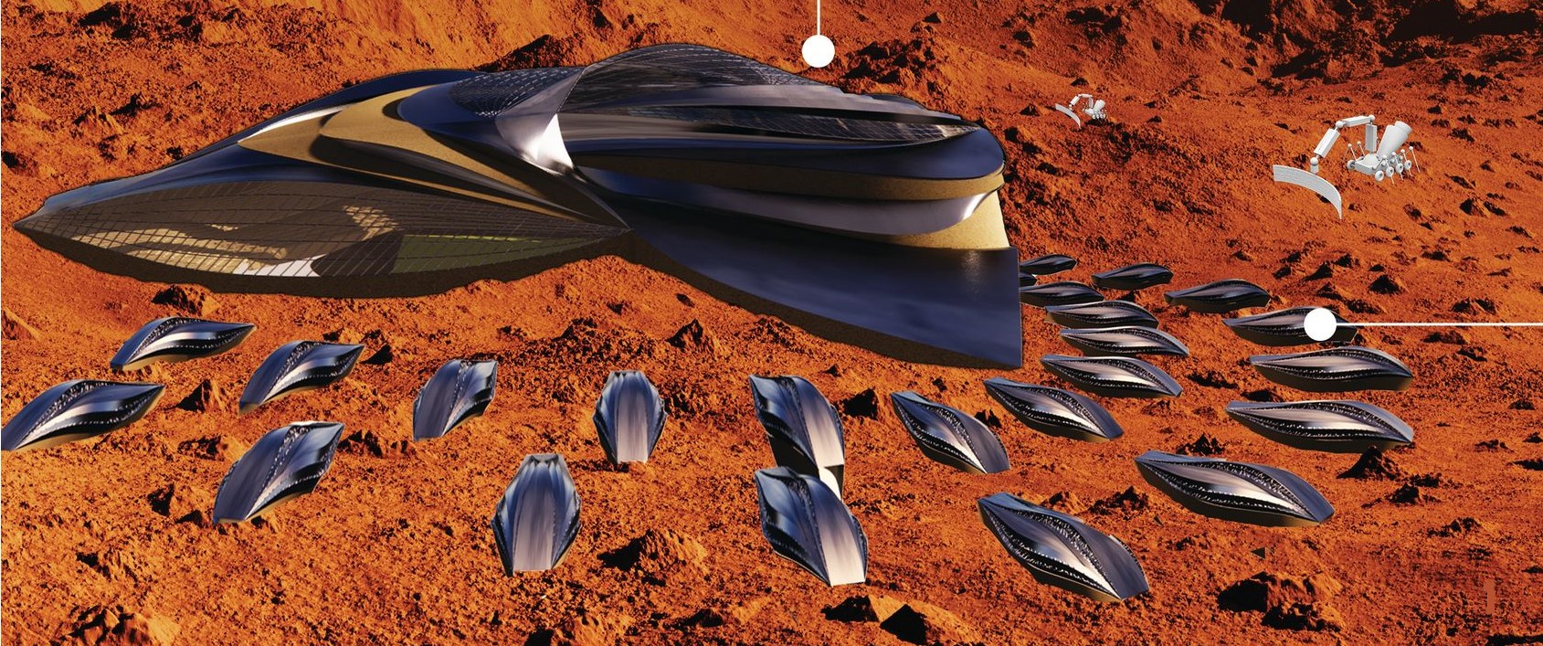 Martian habitat: Innovation and resilience on the Red Planet.