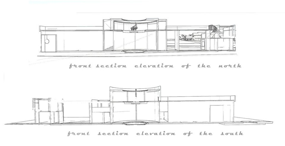 North and south elevations of POUHPOWEE museum.
