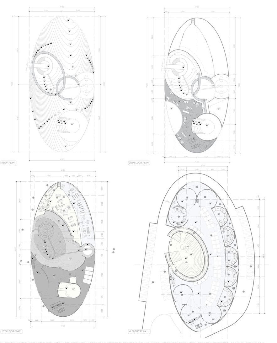 Detailed architectural floor plans of the innovative winery.