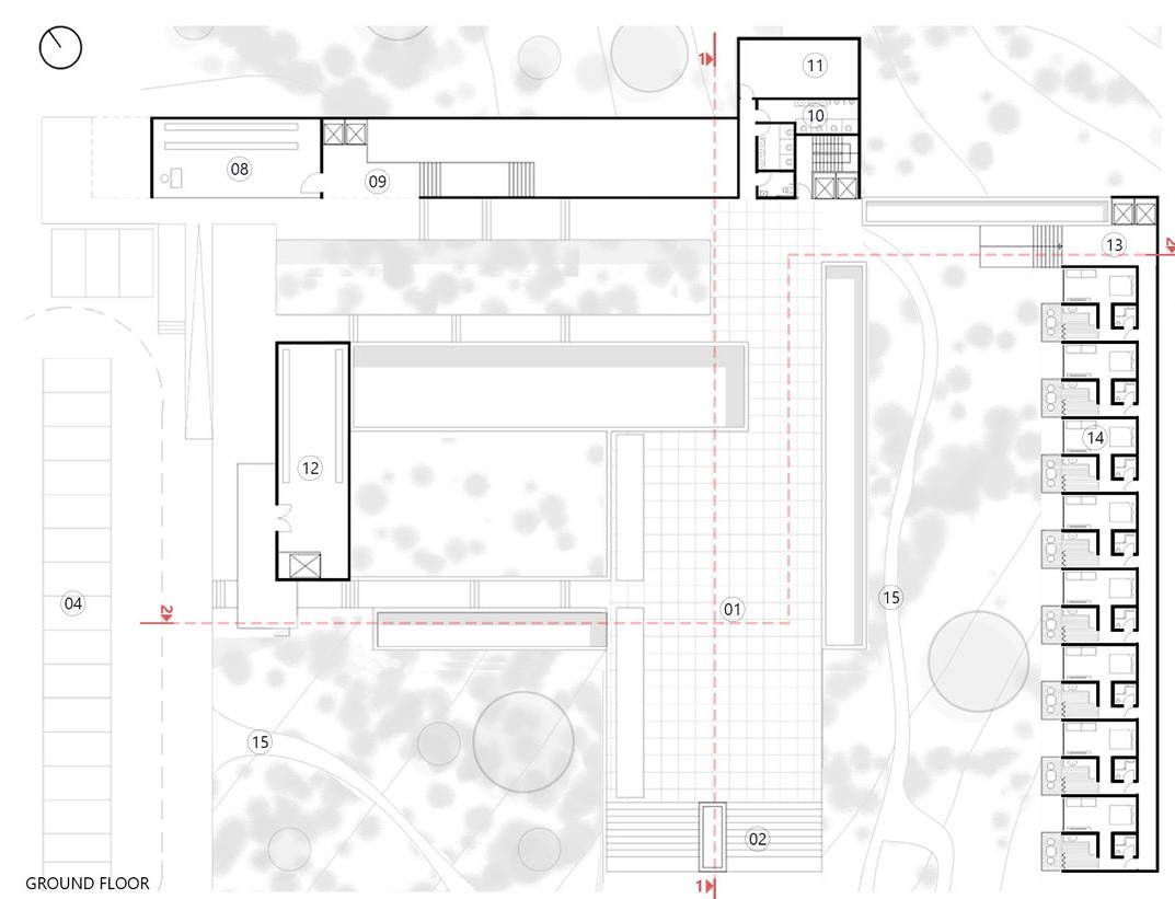 Ground floor plan layout of the Courtyards of Light.