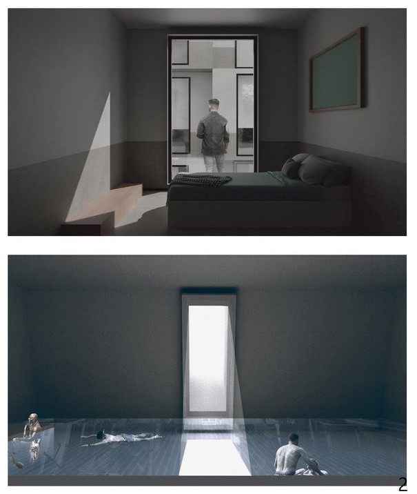 Minimalist room designs with natural light features.