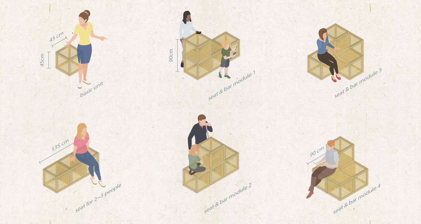 Modular seating arrangements for versatile space use.