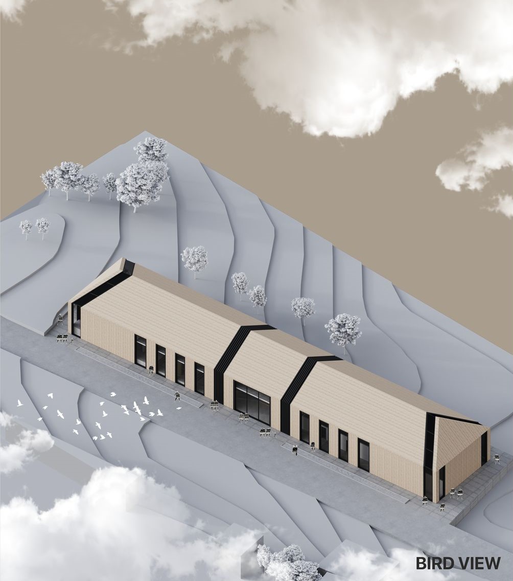 A bird's eye view of the award-winning multifunctional educational center concept