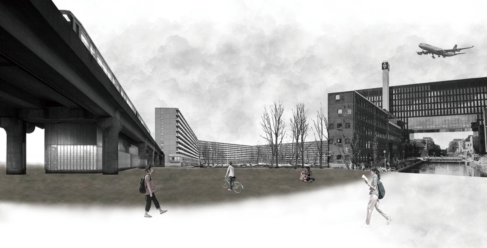 Metro station and residential complex integration.