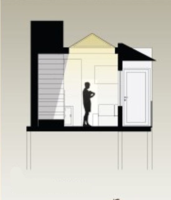 Interior layout showcasing natural light and compact space utilization.