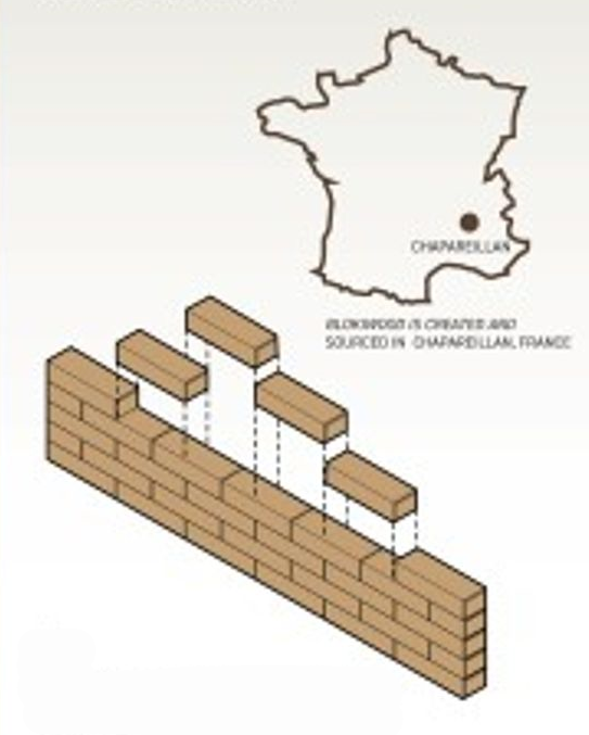 Brickwork sourced from Chambérillan, France, emphasizing local materials.