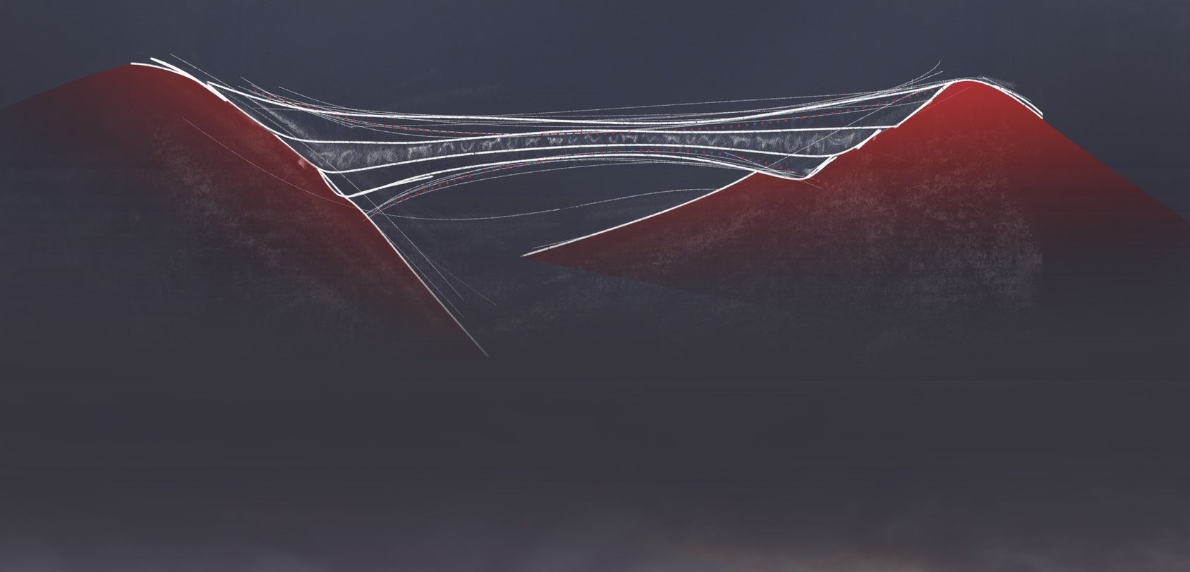 Museum suspended between mountains: minimal site impact.