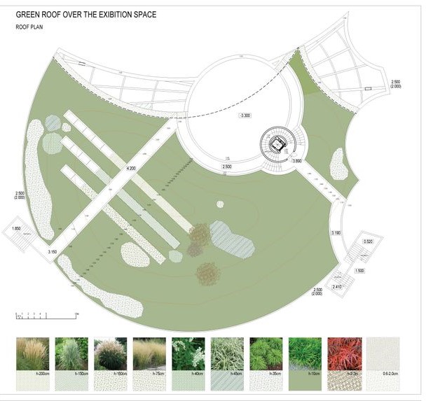 Green roof plan over the exhibition space.