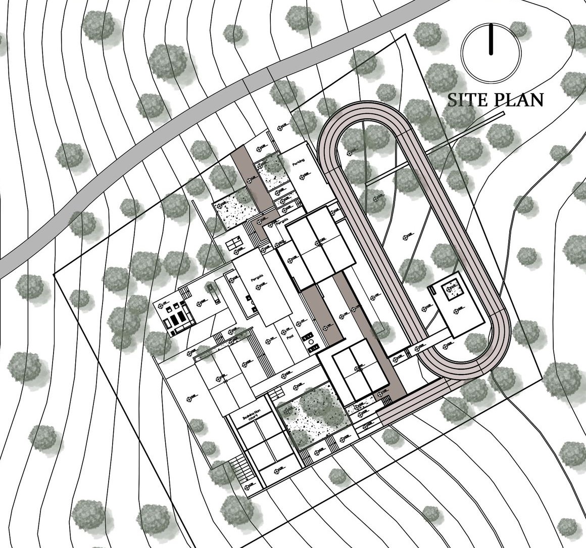 Comprehensive site plan showcasing layout and landscape integration.