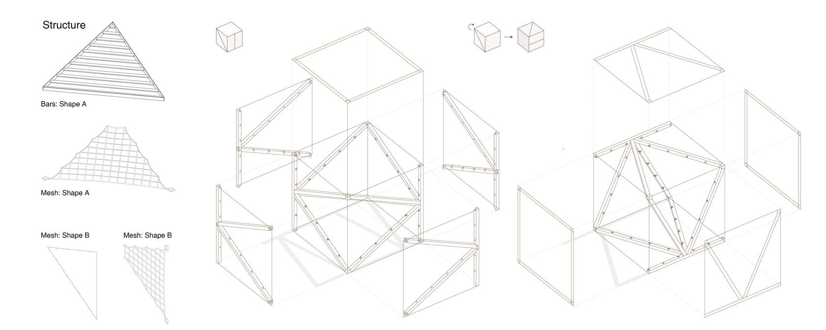 Structure details of DreamScape's bars and mesh components.