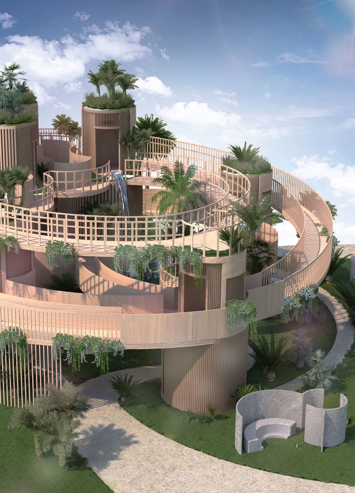 Nature's embrace: A biophilic haven in the sky.