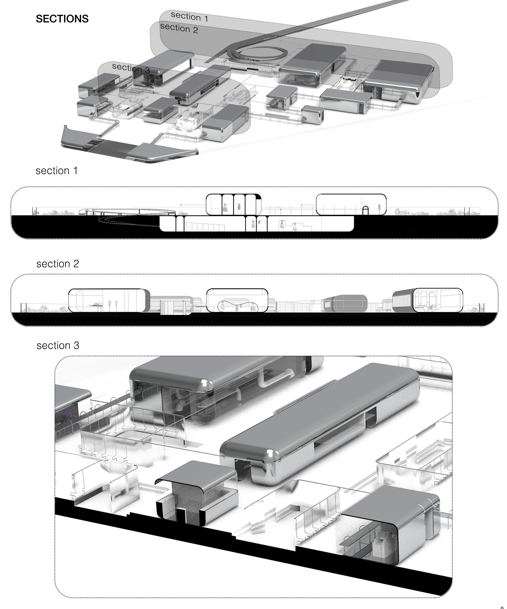 Sectional view of interconnected capsules driving sustainable fashion innovation.