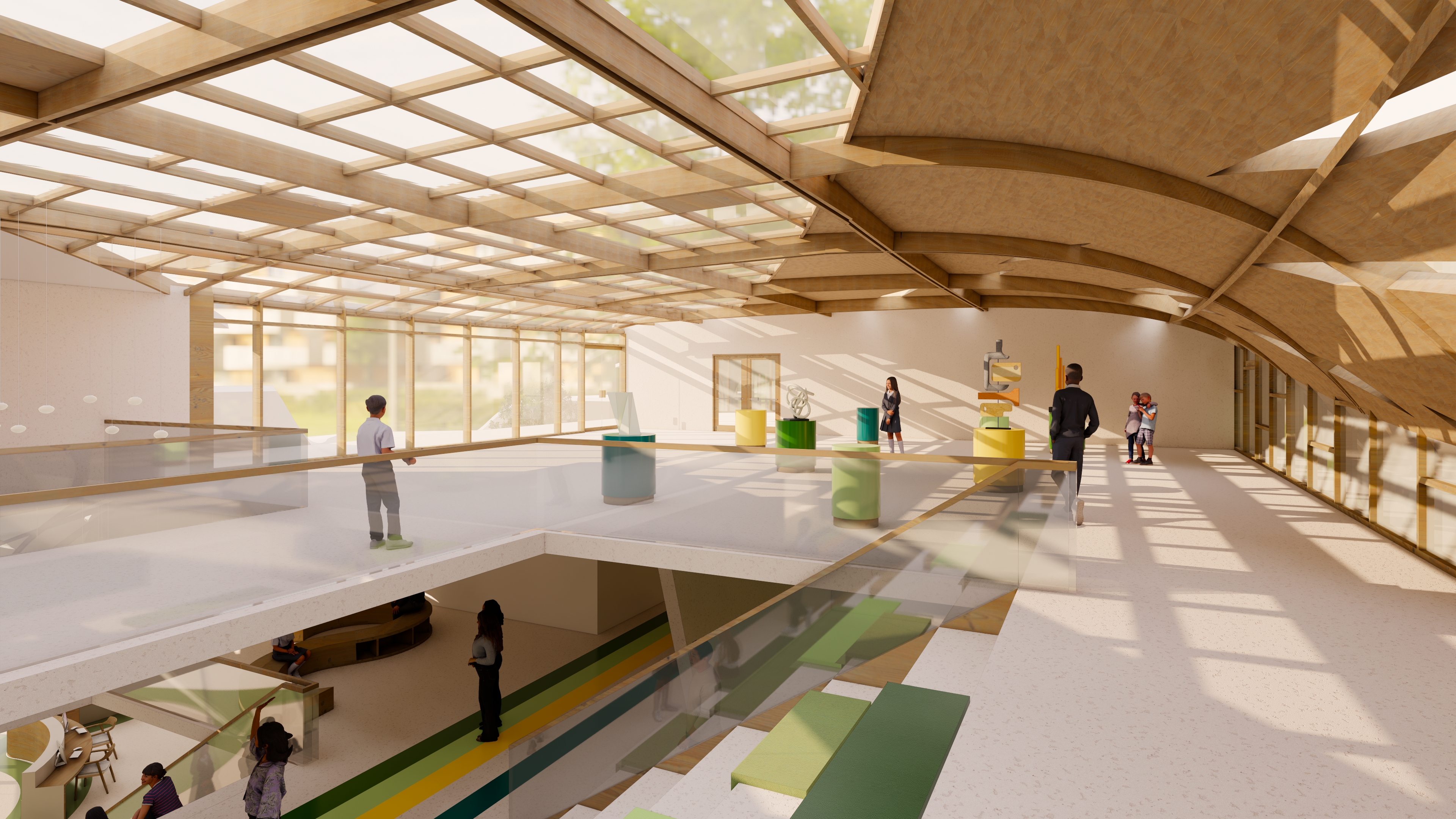 Art lounge_Discussion & Communication Learning Space : Communication between the sky and the structure, light and art