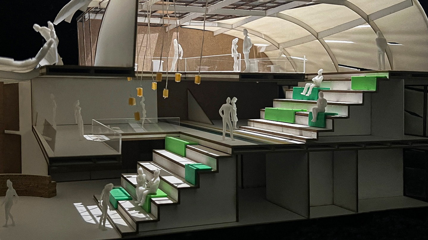 Staircase Auditorium: A space where communication is learned, a space where integration takes place