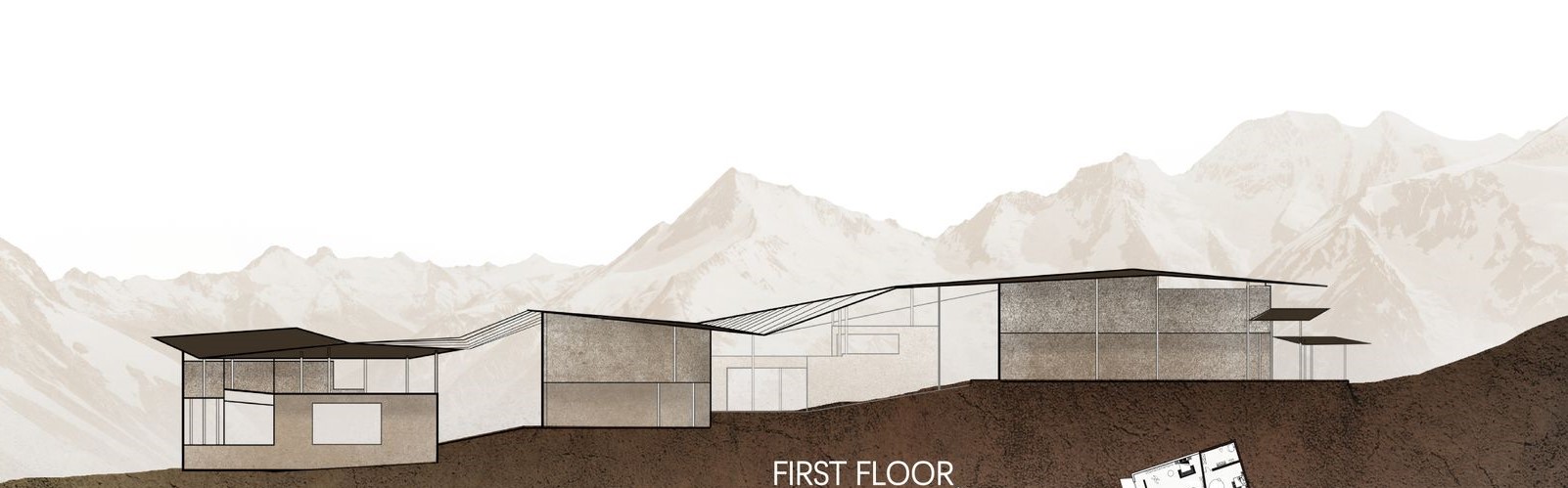 First floor design with Himalayan mountain backdrop.