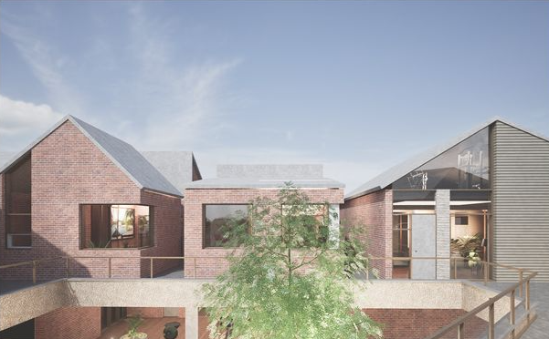 Elevated Harmony: A Blend of Brick, Glass, and Greenery Creating a Modern Community with Traditional Roots.