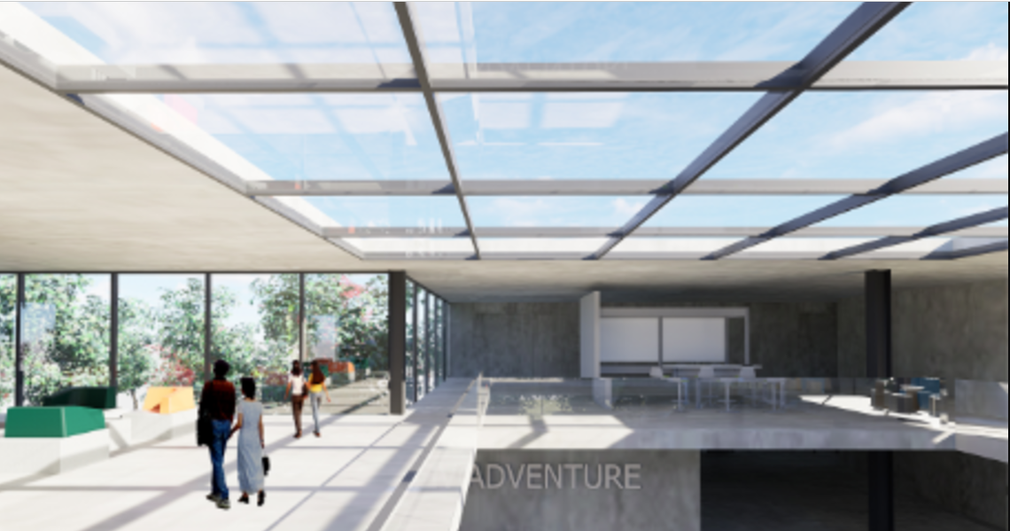 Skylight illuminating the learning spaces with abundant natural light.