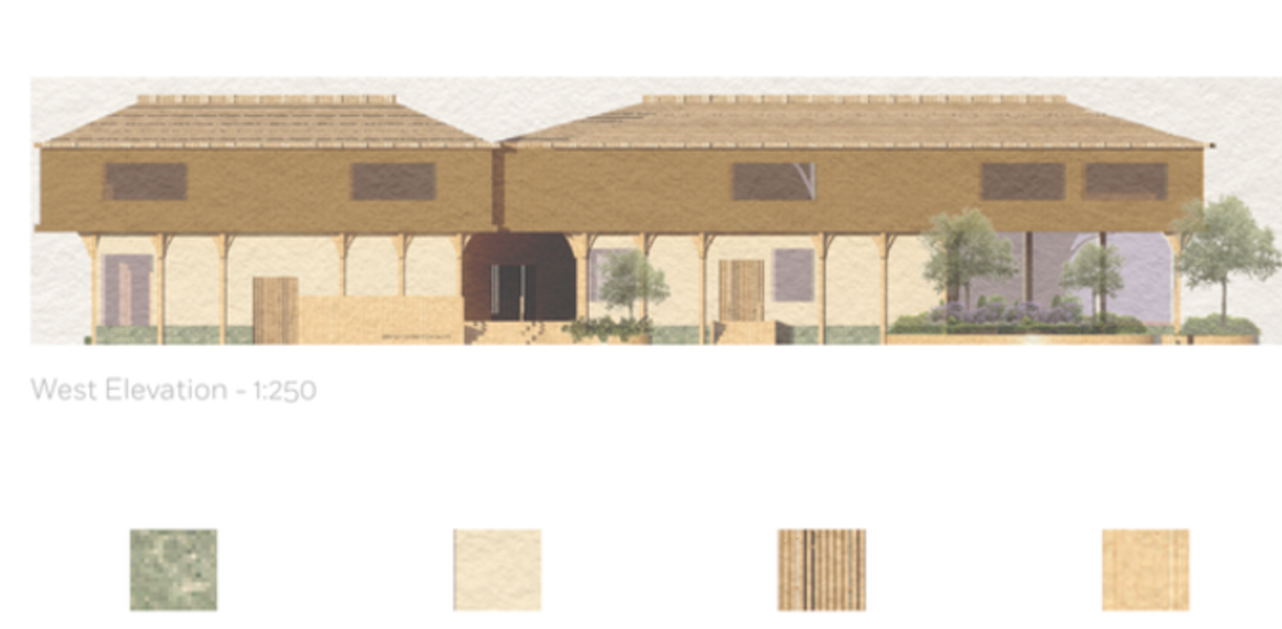 The earthy palette and natural materials defining the school's aesthetic.