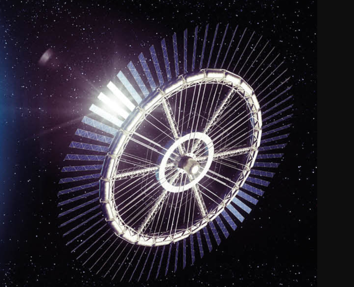 Orion Station's bicycle-wheel design provides artificial gravity and modular efficiency.