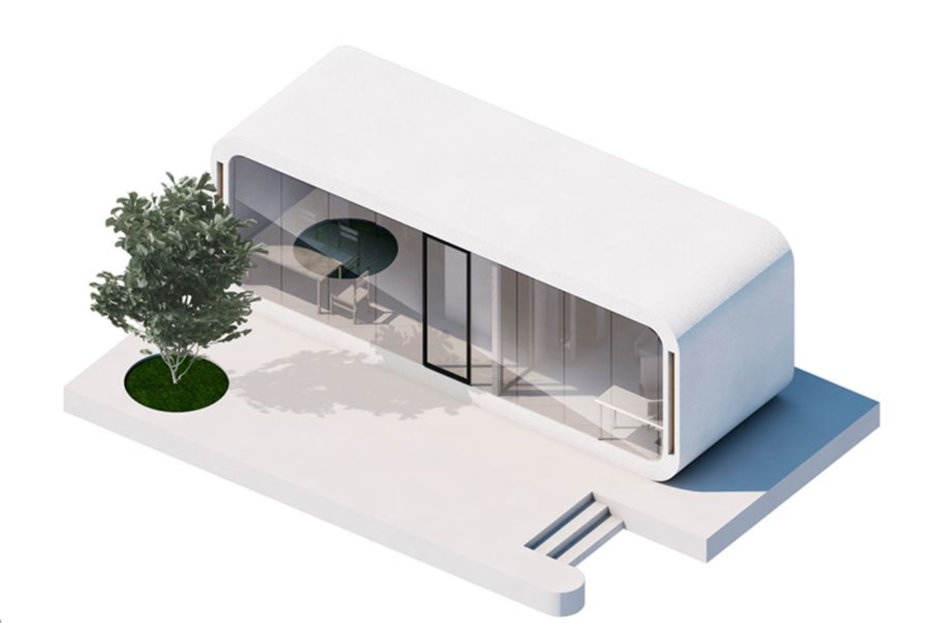 Minimalist modular design: An eco-friendly bungalow combining functionality, sustainability.