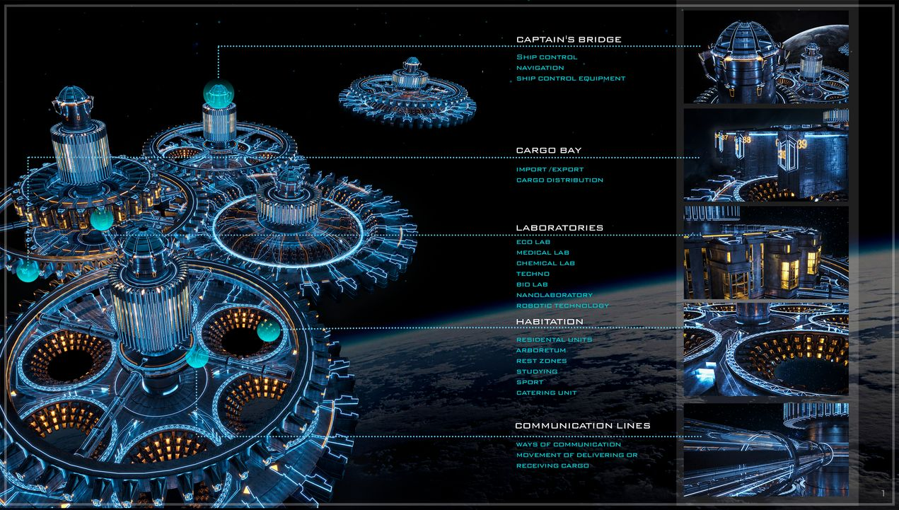 Ergonomic design and ambient lighting for work, rest, and leisure in space.