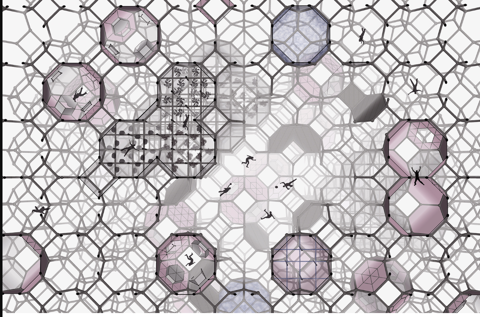 A top-view design of interconnected modular systems.