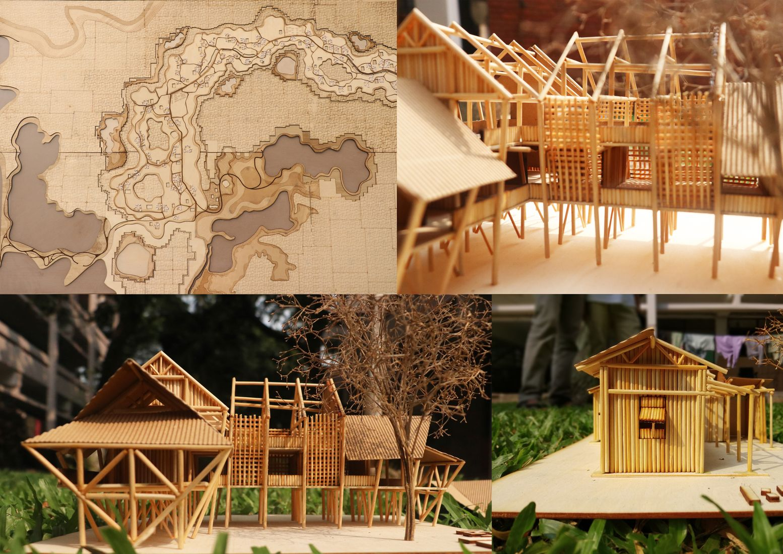 Architectural models showcasing sustainable design elements inspired by Hakaluki Haor's natural ecosystem.